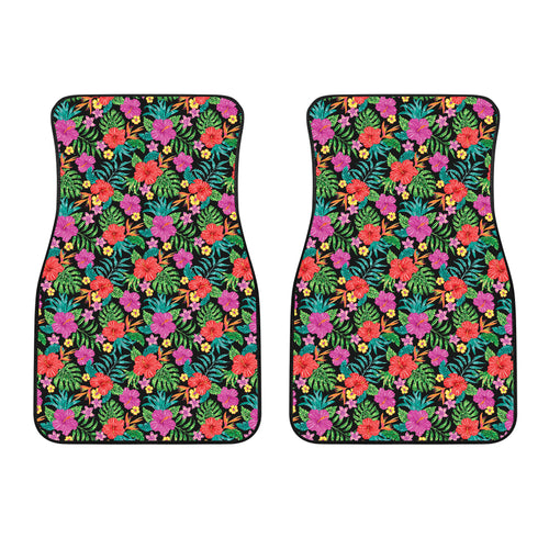 Hibiscus Pattern Print Design 01 Front Car Mats