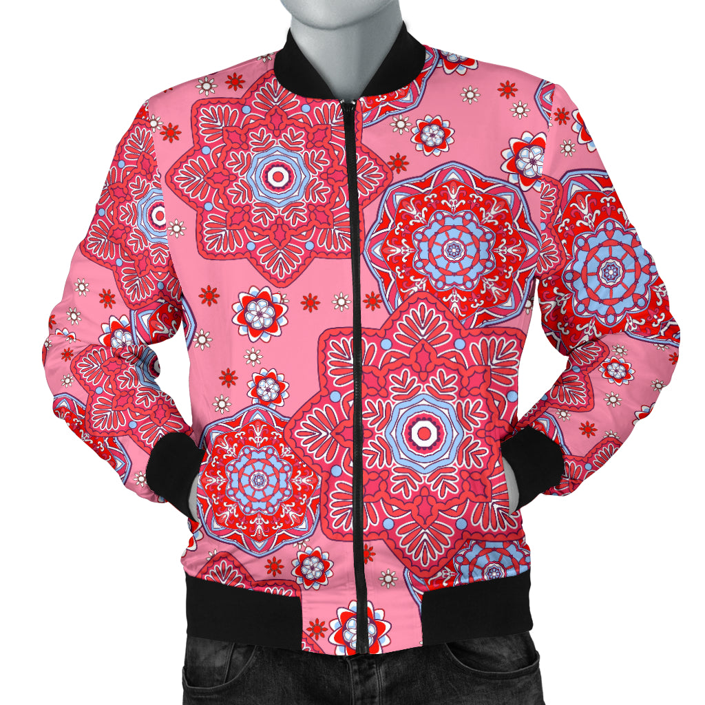 Indian Pink Pattern Men Bomber Jacket