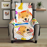 Shiba Inu Paw Bone Pattern Chair Cover Protector