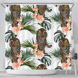 Bengal Tiger Hibicus Pattern Shower Curtain Fulfilled In US
