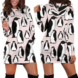 Penguin Pattern Background Women Hoodie Dress