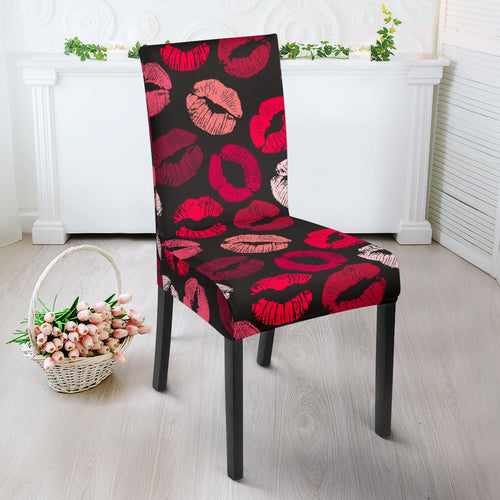 Lips Pattern Print Design 02 Dining Chair Slipcover