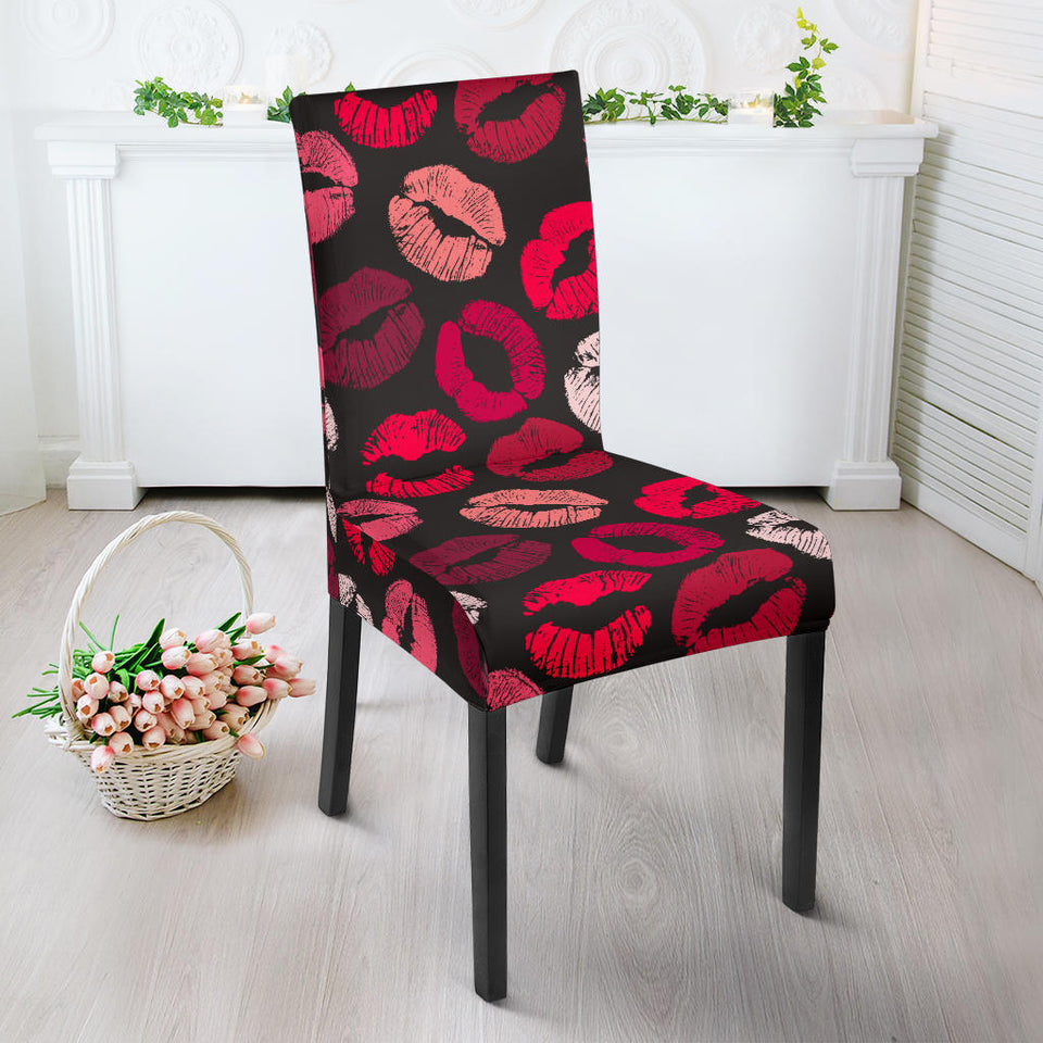Lips Pattern Print Design 02 Dining Chair Slipcover