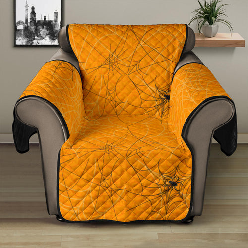 Cobweb Spider Web Pattern Orange Background Recliner Cover Protector