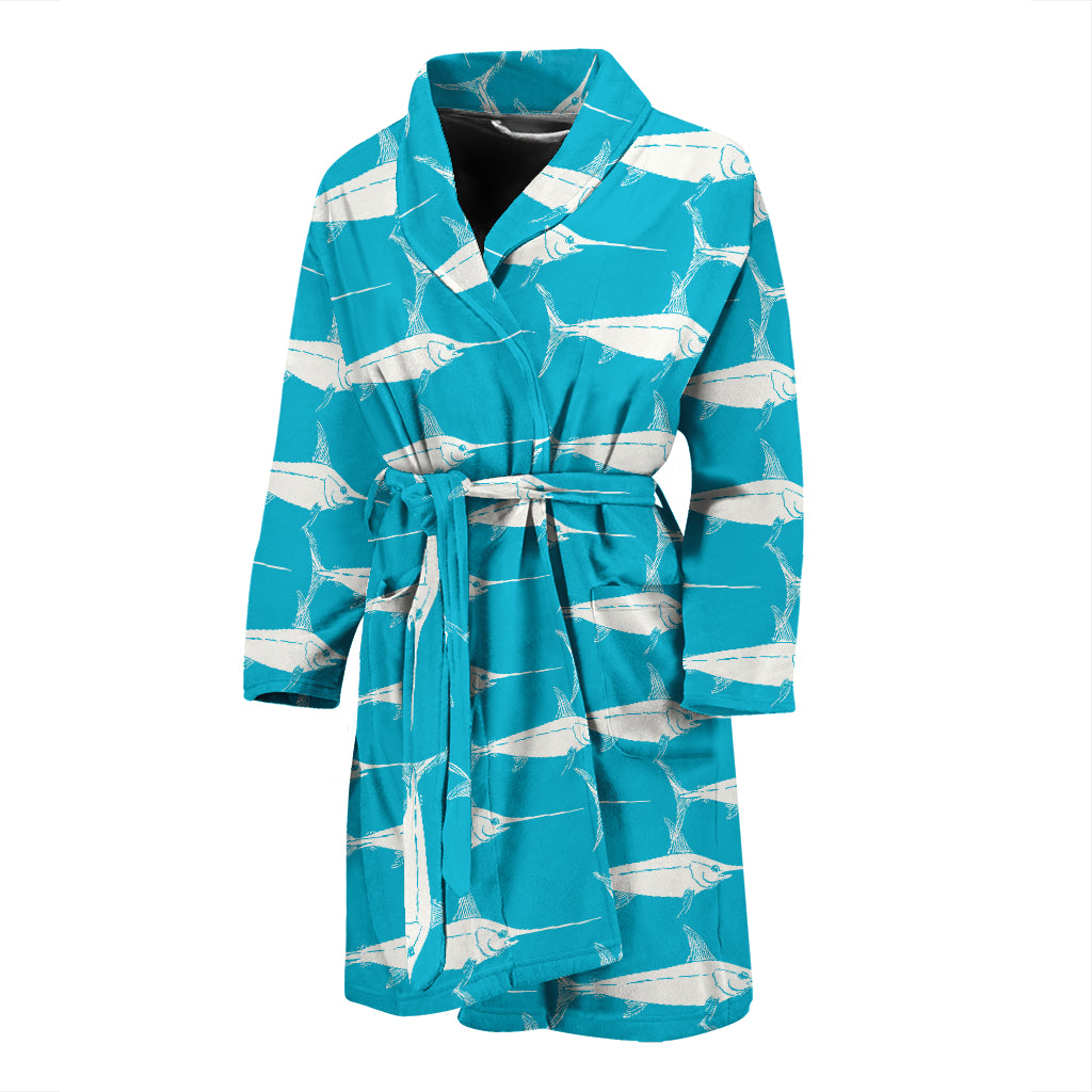 Swordfish Pattern Print Design 02 Men Bathrobe