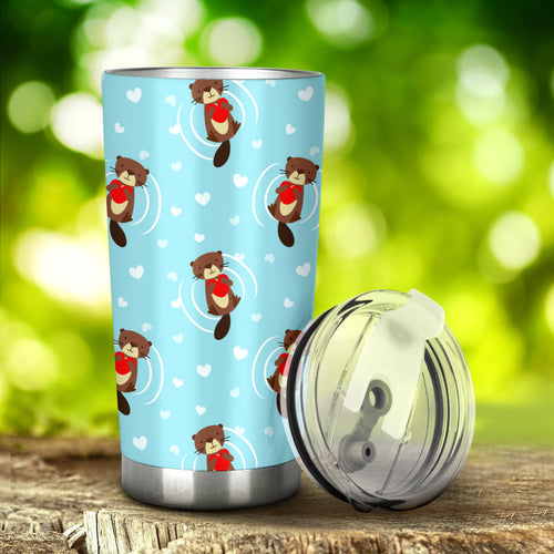 Otter Heart Pattern Tumbler