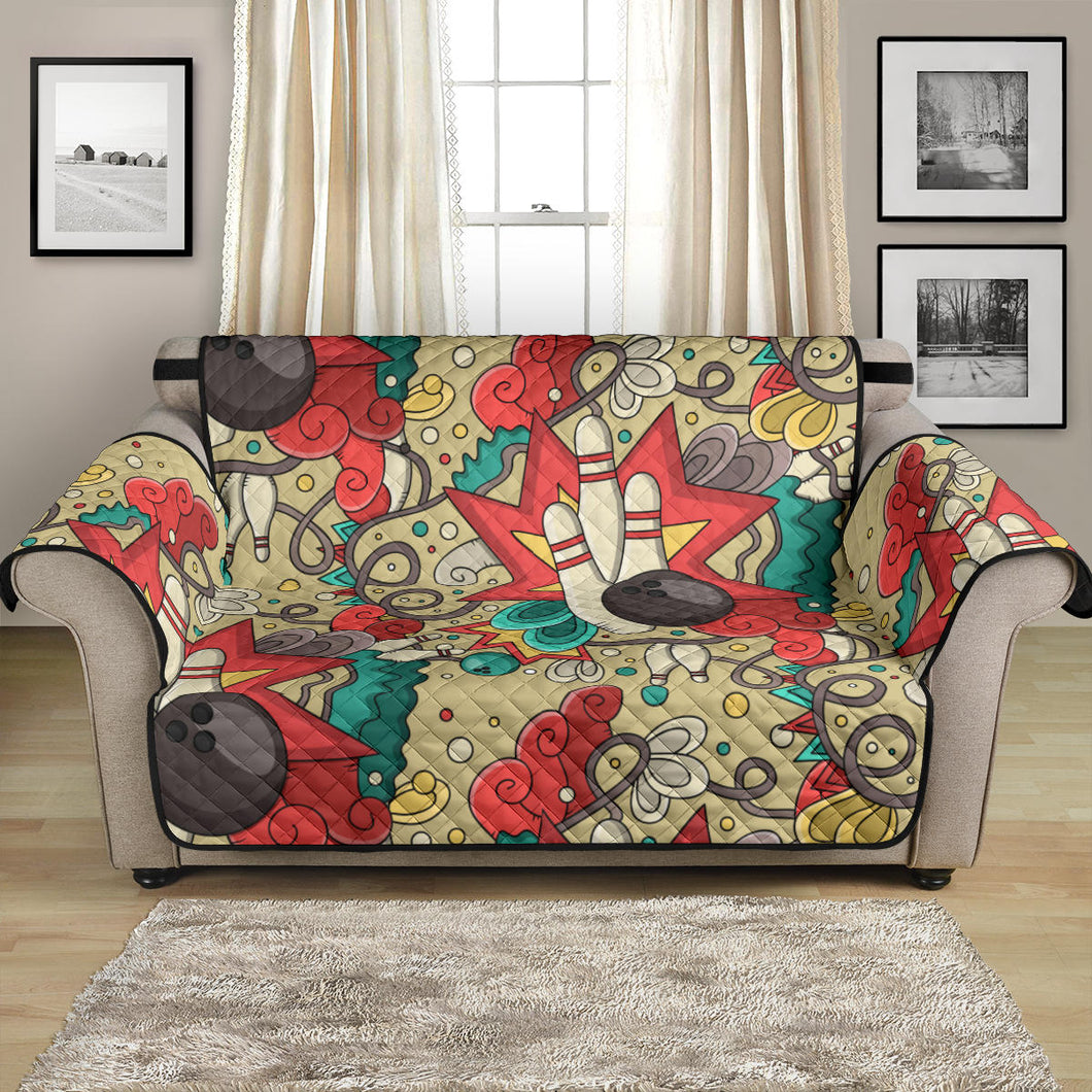 Bowling Pattern Background Loveseat Couch Cover Protector