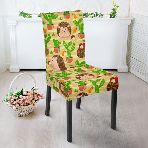 Hedgehog Pattern Print Design 02 Dining Chair Slipcover