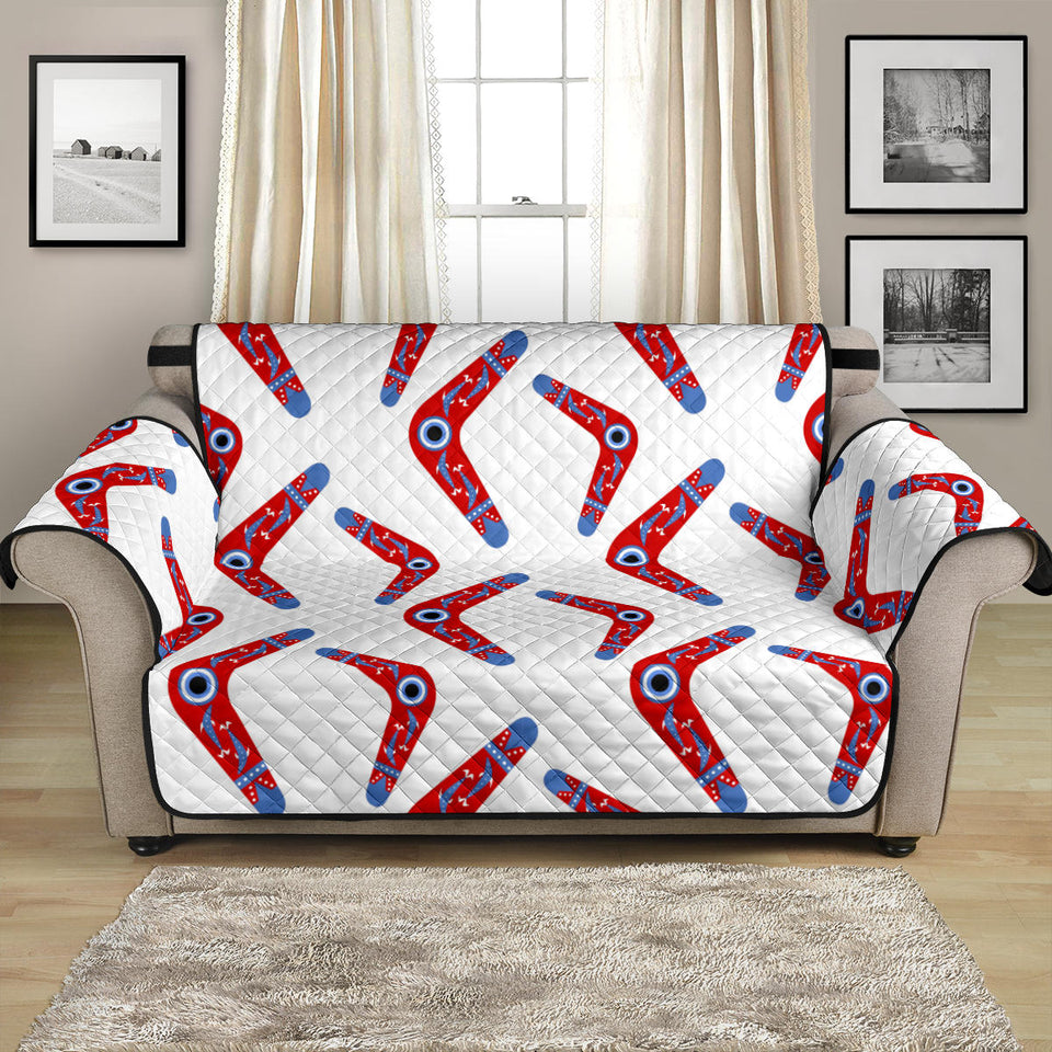 Boomerang Aboriginal Pattern White Background Loveseat Couch Cover Protector