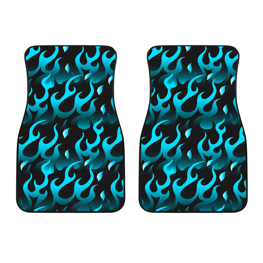 Blue Flame Fire Pattern Background Front Car Mats