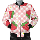 Strawberry Pattern Stripe Background Men Bomber Jacket