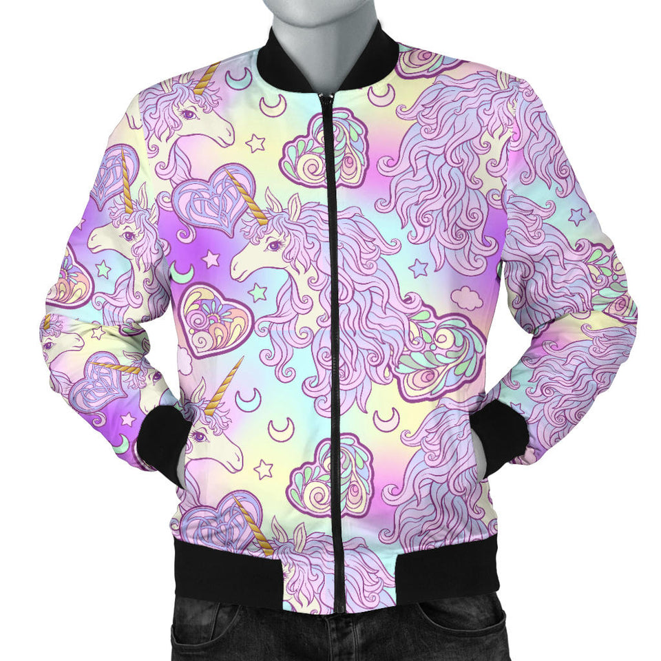 Unicorn Heart Pattern Men Bomber Jacket