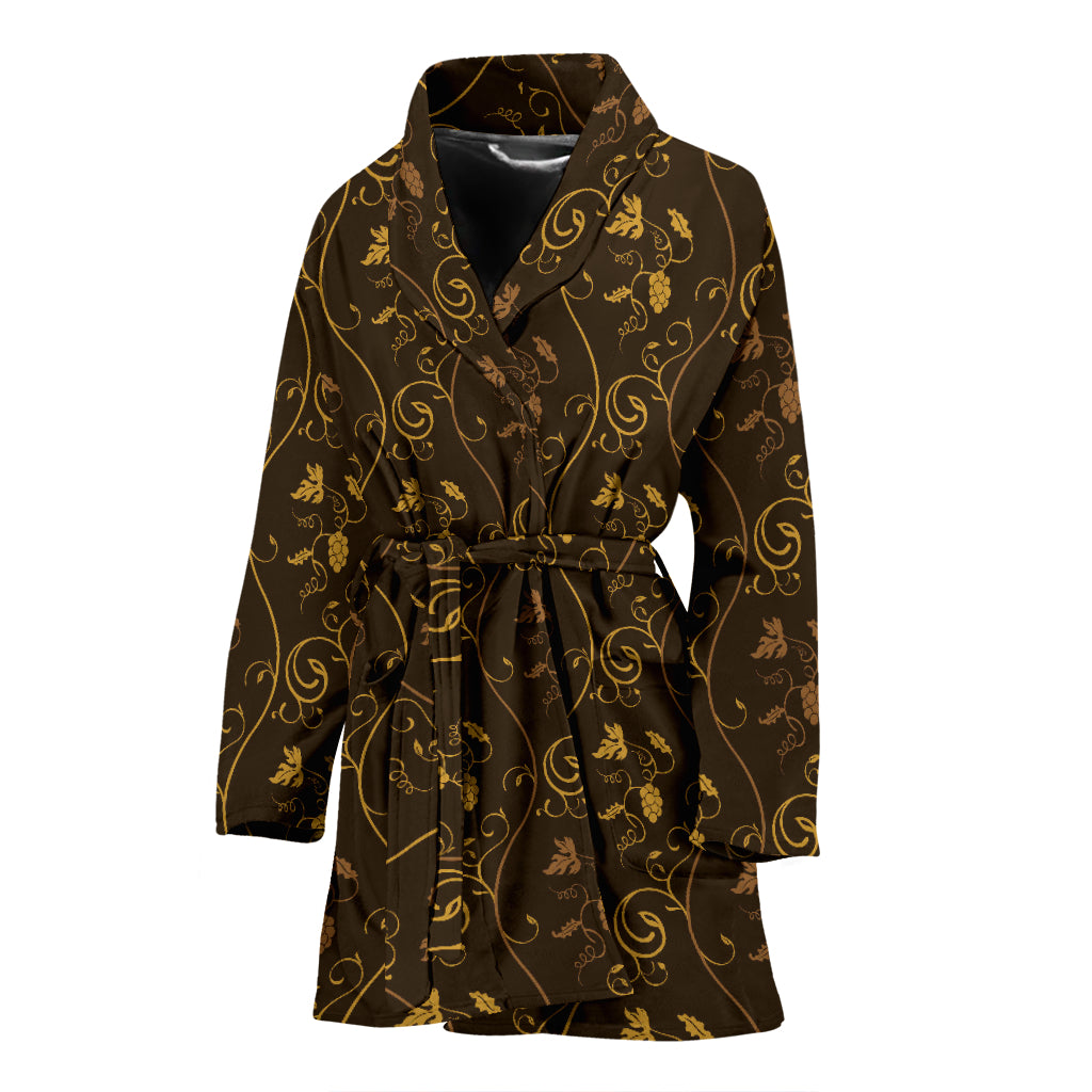 Gold Grape Pattern Women Bathrobe