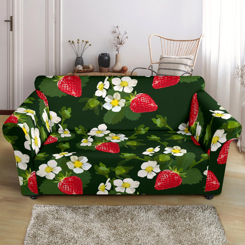 Strawberry Pattern Background Loveseat Couch Slipcover