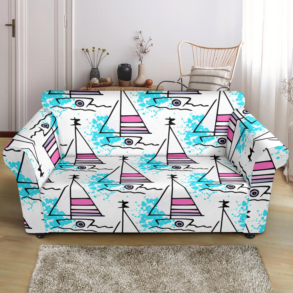 Sailboat Pattern Loveseat Couch Slipcover