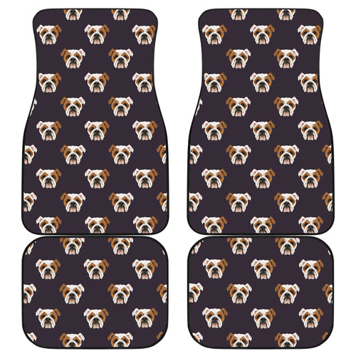 English Bulldog Pattern Print Design 03 Front and Back Car Mats