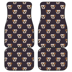 English Bulldog Pattern Print Design 03 Front and Back Car Mats