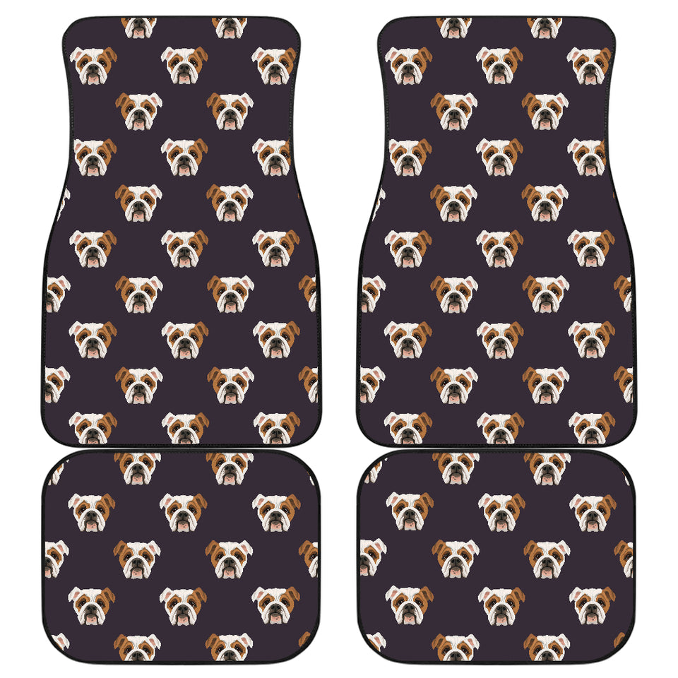 English Bulldog Pattern Print Design 03 Front and Back Car Mats