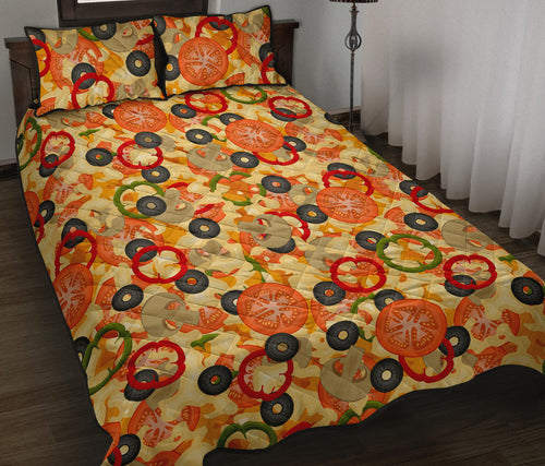 Pizza Texture Pattern Quilt Bed Set