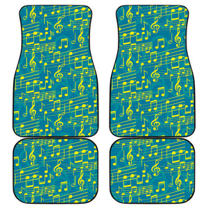 Music Notes Pattern Print Design 05 Front and Back Car Mats