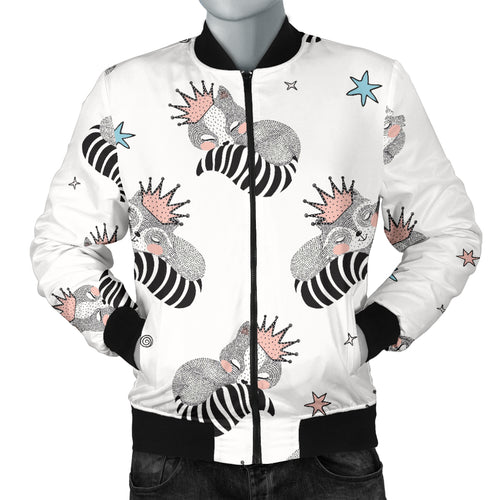 Sleep Raccoon Pattern Men Bomber Jacket