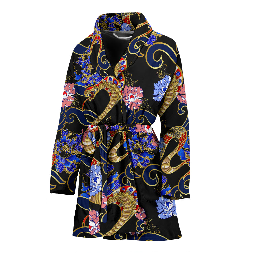 Snake Flower Pattern Women Bathrobe