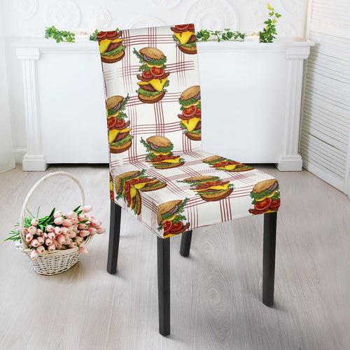 Hamburger Pattern Print Design 03 Dining Chair Slipcover
