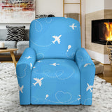 Airplane Pattern Blue Background Recliner Chair Slipcover