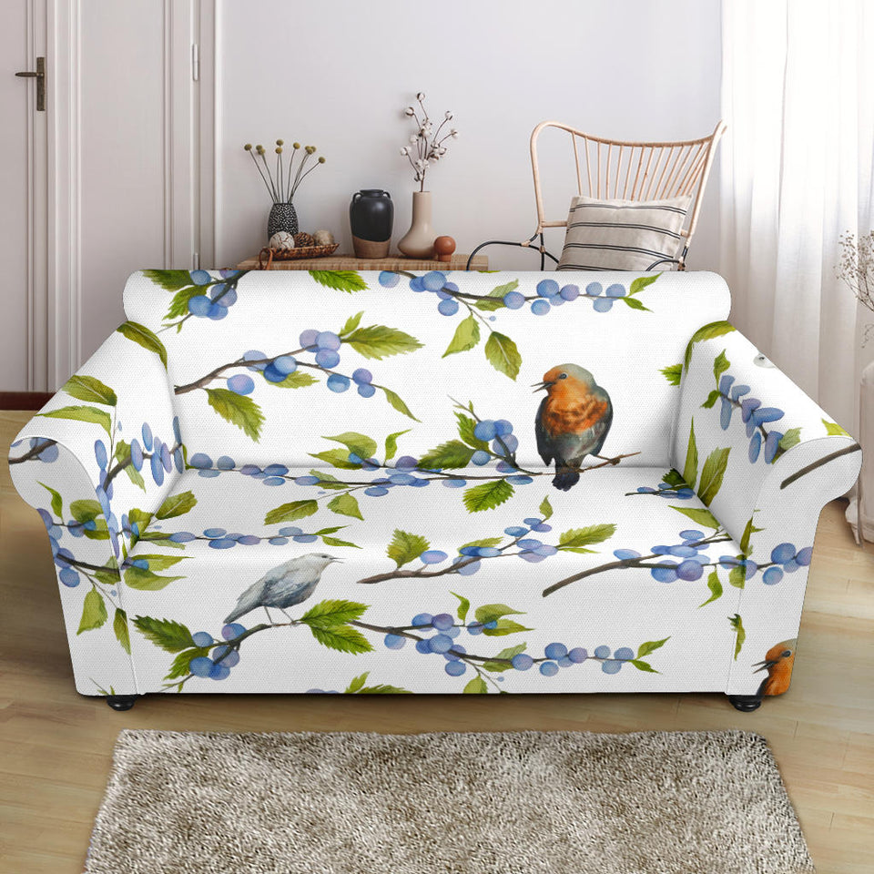 Blueberry Bird Pattern Loveseat Couch Slipcover