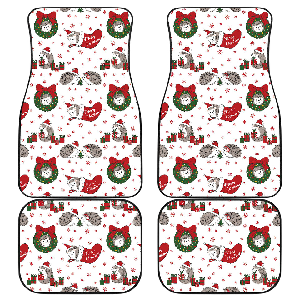 Hedgehog Pattern Print Design 05 Front and Back Car Mats