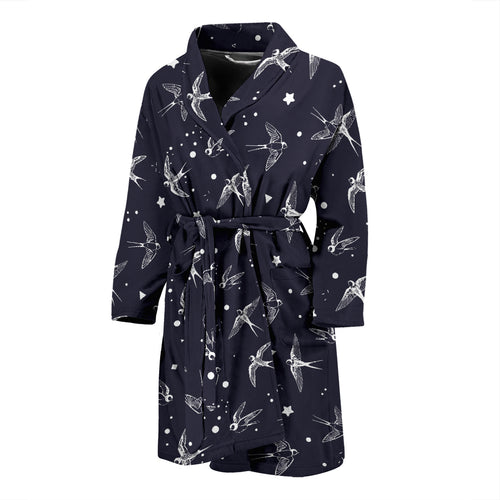 Swallow Pattern Print Design 02 Men Bathrobe