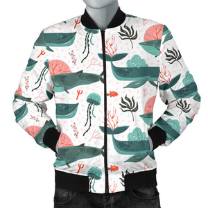 Whale Jelly Fish Pattern  Men Bomber Jacket