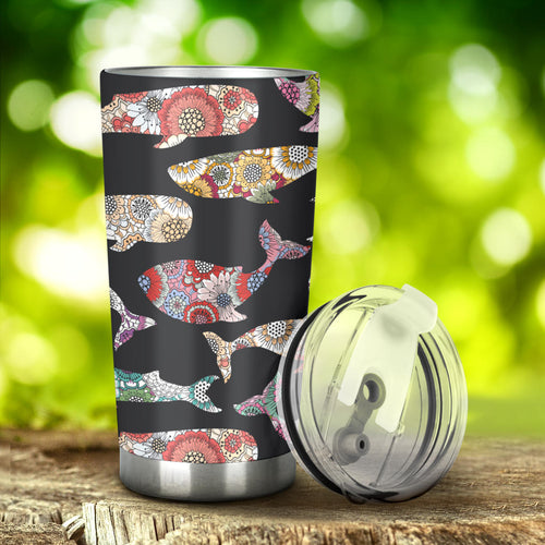 Whale Flower Tribal Pattern Tumbler