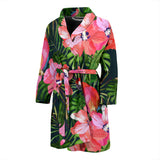 Parrot Leaves Pattern Men Bathrobe