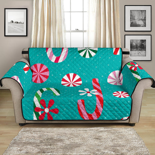 Christmas Candy Pattern Loveseat Couch Cover Protector