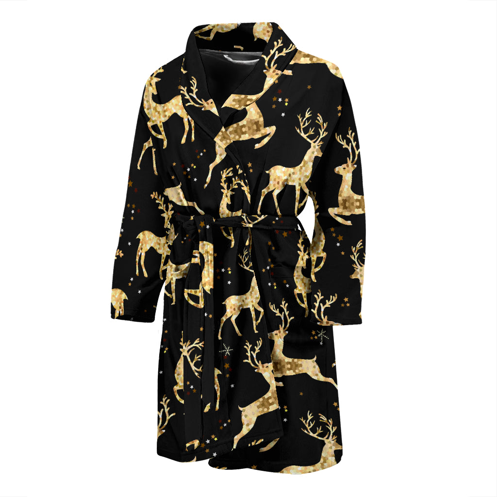 Gold Deer Pattern Men Bathrobe