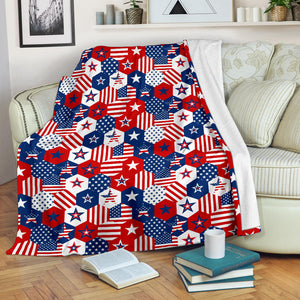 USA Star Hexagon Pattern Premium Blanket