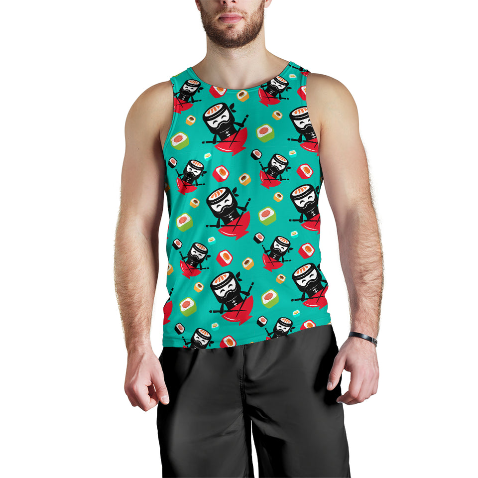 Ninja Sushi Pattern Men Tank Top