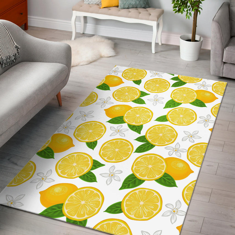 Lemon Flower Pattern Area Rug