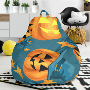 Halloween Pumpkin Witch Hat Pattern Bean Bag Cover