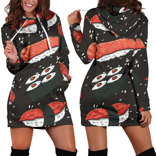 Sushi Theme Pattern Women Hoodie Dress