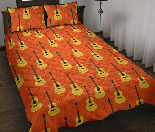 Classice Guitar Music Pattern Quilt Bed Set