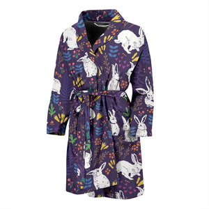 Rabbit Leaves Pattern Men Bathrobe