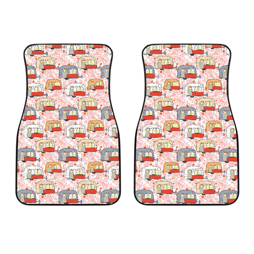 Camper Van Pattern Print Design 01 Front Car Mats