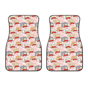 Camper Van Pattern Print Design 01 Front Car Mats