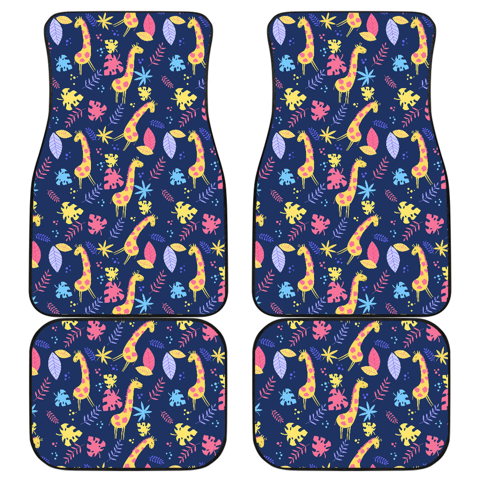 Giraffe Pattern Print Design 04 Front and Back Car Mats