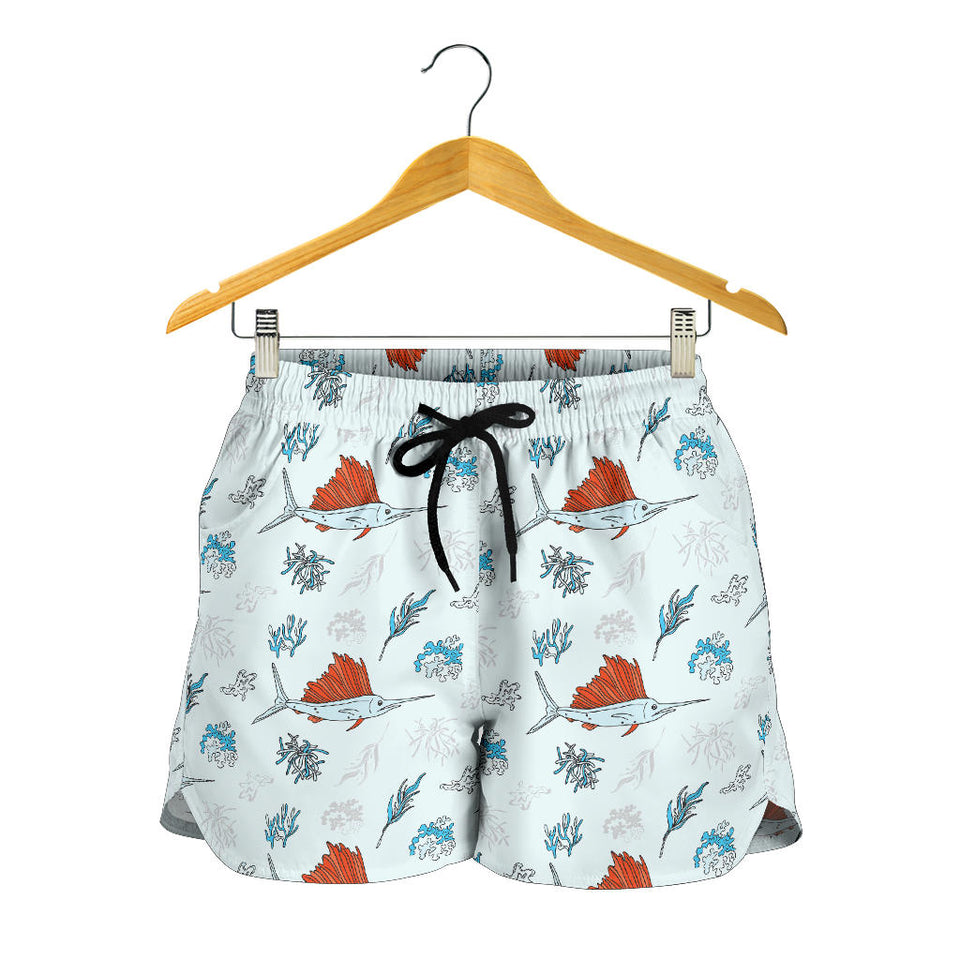 Swordfish Pattern Print Design 03 Women Shorts