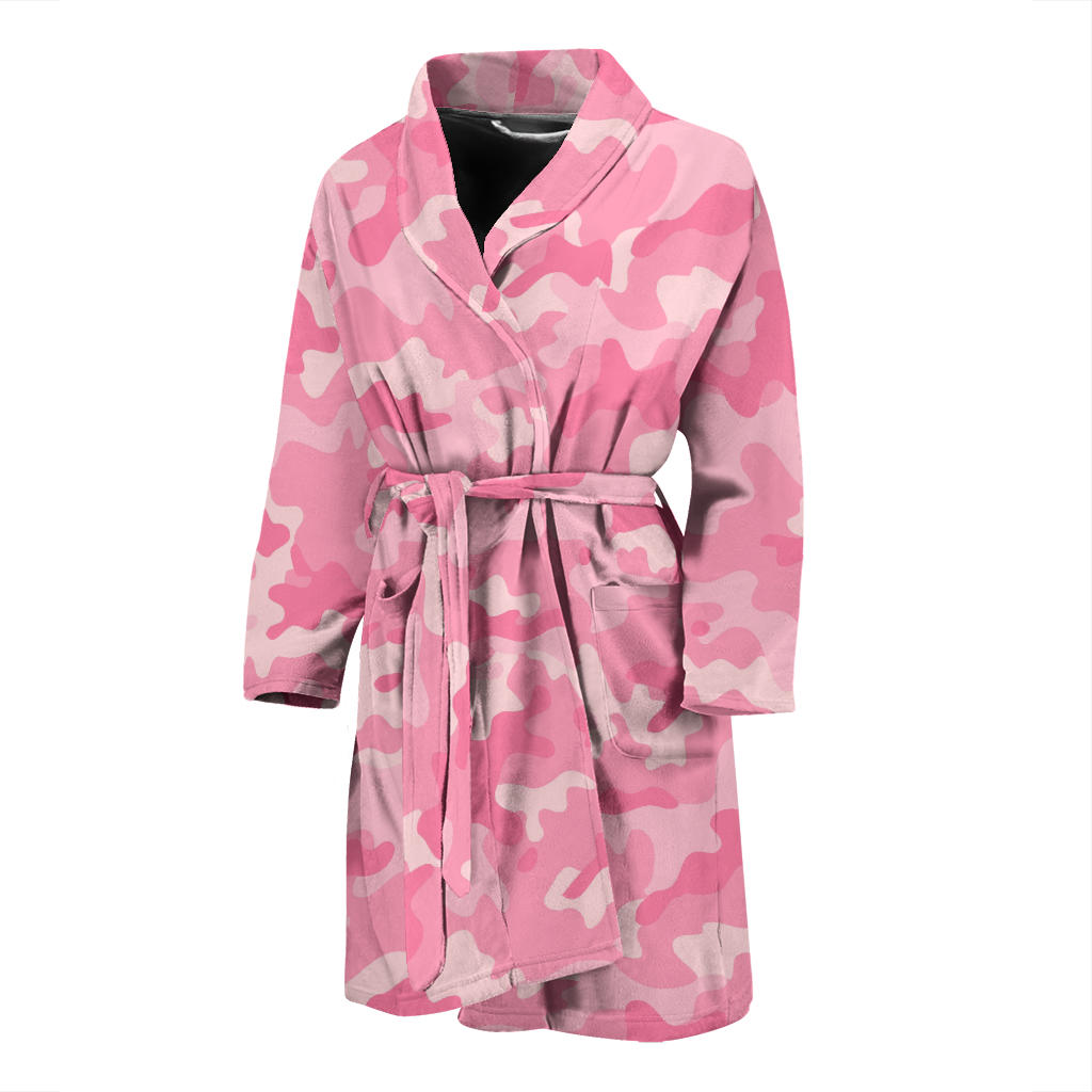 Pink Camo Camouflage Pattern Men Bathrobe