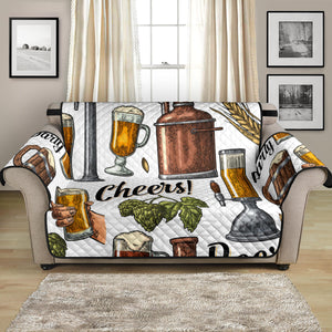 Beer Cheer Pattern Loveseat Couch Cover Protector