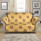 American Football Ball Pattern Yellow Background Loveseat Couch Cover Protector